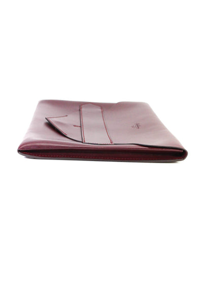Boldrini Womens Logo Flap Medium Envelope Clutch Handbag Dark Red Leather