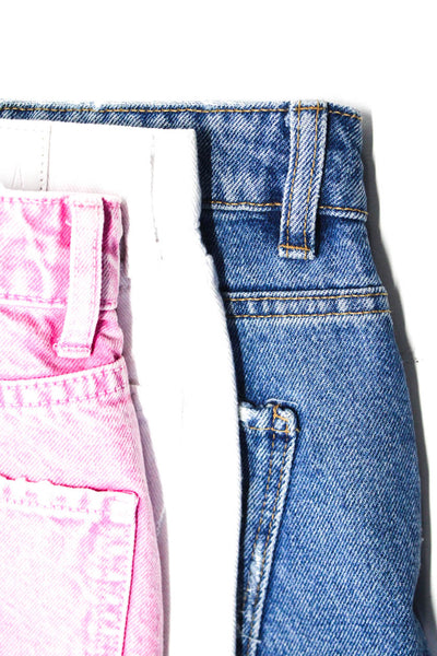 Zara Pistola Womens Cotton Frayed Buttoned Denim Shorts Pink Size 6 10 28 Lot 3