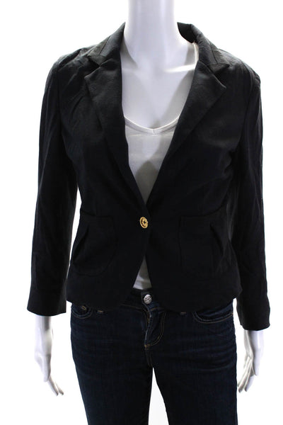 Juicy Couture Womens Cropped Blazer Jacket Black Cotton Size Petite