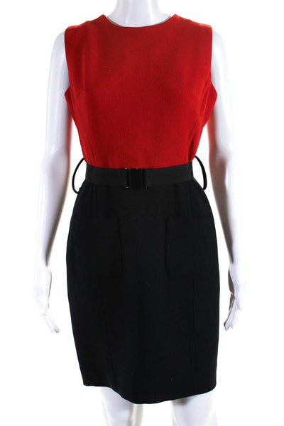 Milly Of New York Womens Colorblock Belt Sleeveless Pencil Dress Red Navy Size 6