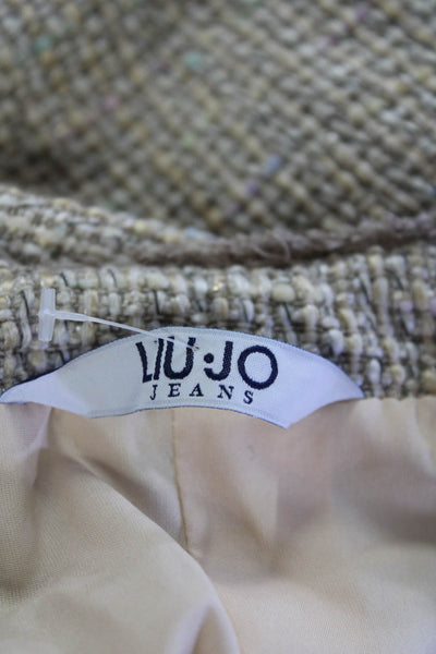 Liu JO Womens Tweed Jeweled Trim Jacket Beige Pink Cotton Size EUR 42