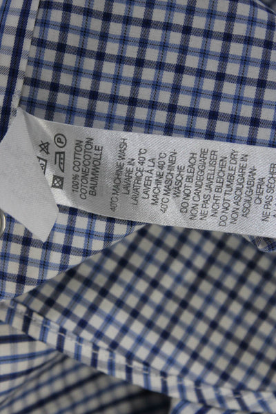 Paul Smith Mens Cotton Check Print Button Collar Long Sleeve Top Blue Size EUR38