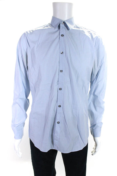Paul Smith Mens Cotton Striped Buttoned Collared Long Sleeve Top Blue Size EUR38