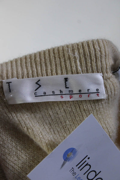 Tse Mens Cashmere Crew Neck Long Sleeve Pullover Sweater Top Beige Size XS