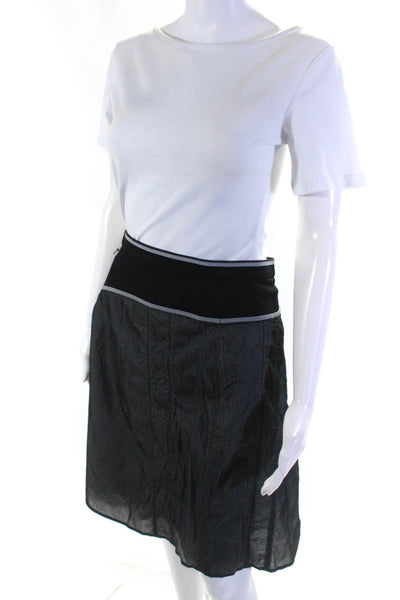 Fred Sabatier Womens Patchwork Zipped A-Line Midi Skirt Black Size 14