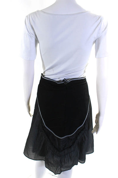 Fred Sabatier Womens Patchwork Zipped A-Line Midi Skirt Black Size 14