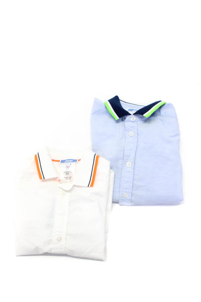 Jacadi Childrens Boys Button Down Shirts Blue White Cotton Size 3 Lot 2