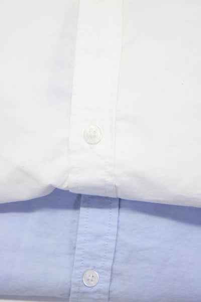 Jacadi Childrens Boys Button Down Shirts Blue White Cotton Size 3 Lot 2