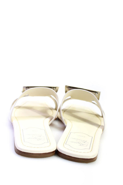 Roger Vivier Womens Geometric Accent Strappy Sandals Mules White Size EUR36