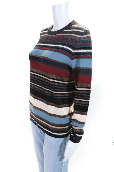 Jess.C Women's Round Neck Long Sleeves Stripe Multicolor Sweater Size L