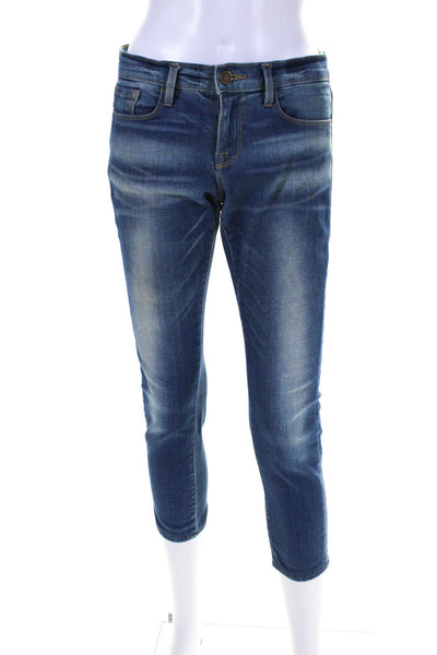 Frame Womens Le Garcon Low Rise Cropped Slim Boyfriend Jeans Blue Size 24