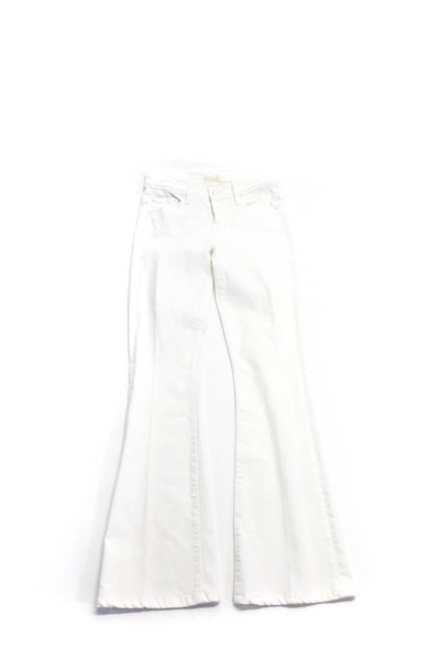 Mother Womens Buttoned Zipped High Rise Flare Leg Pants White Size EUR24