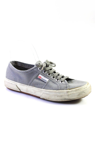 Superga Womens Lace Up Canvas Low Top Sneakers Gray White Size 39.5