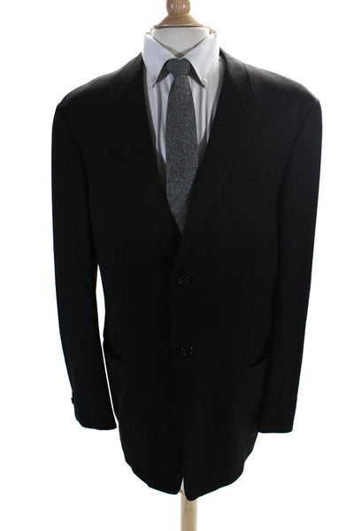 Armani Collezioni Mens Wool Notch Collar Three Button Suit Jacket Black Size 44L