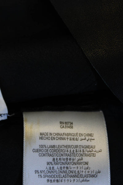 Herve Leger Womens Black Leather Textured Knee Length A-Line Skirt Size XXS