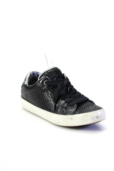 Zadig & Voltaire Womens Leather Snakeskin Print Low Top Sneakers Black Size 6US