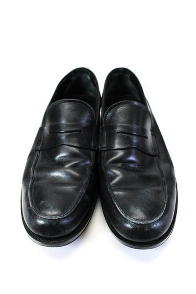 Tods Men's Round Toe Leather Slip-On Loafers Dress Shoe Black Size 10.5