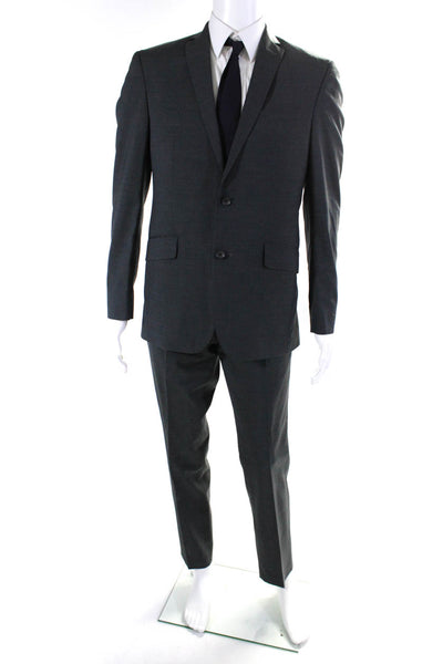 Prossimo Men's  Collared Long Sleeves Lined Two Piece Pant Suit Gray Size 40