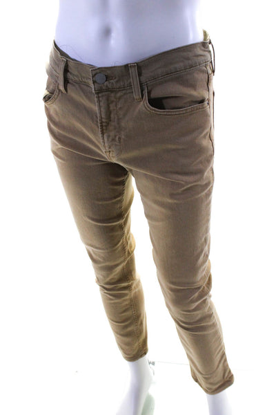 Hudson Mens Cotton Buttoned Zipped Straight Leg Causal Pants Brown Size EUR32