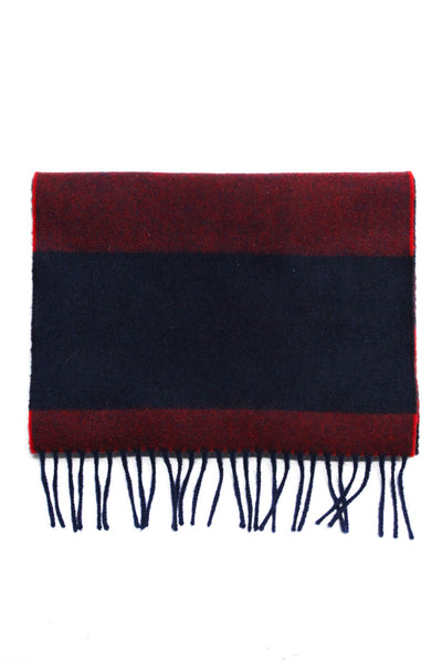 Beg & Co Unisex Adults Lambswool + Cashmere Striped Tassel Trim Scarf Red