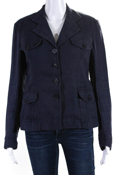 Ralph Lauren Collection Womens Linen Button Down Lightweight Jacket Blue Size 6