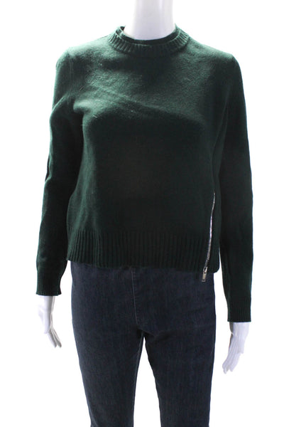 Proenza Schouler Womens Front Zipper Sweater Green Wool Size Extra Small