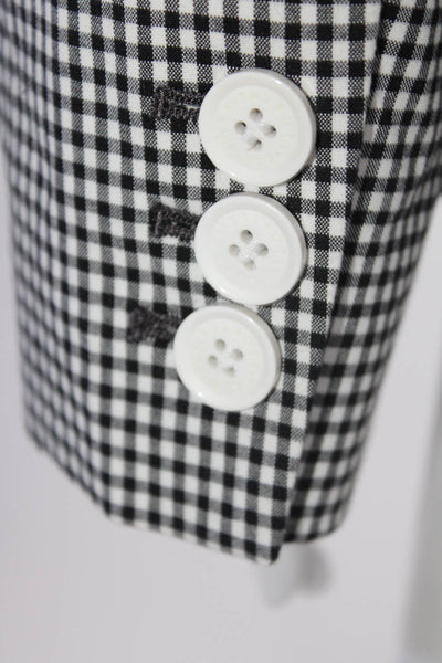 Talbots Womens Cotton Gingham Print One Button Blazer Suit Black White Size 14