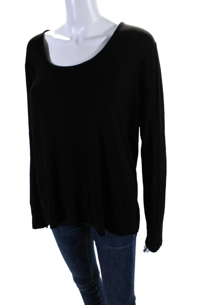 Modern Citizen Womens Jersey Scoop Neck Long Sleeve Top T-Shirt Black Size S