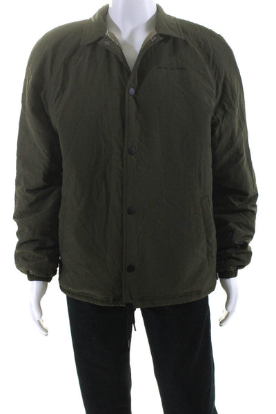 Banks Journal Mena Quilted Button Down Jacket Olive Green Size Large