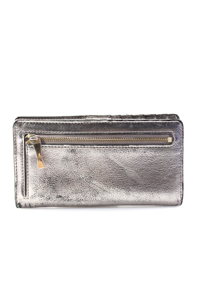 Kate Spade Women's Snaps Closure Bifold Leather Card Wallet Silver Size M