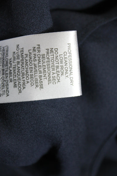 Designer Women's Collared Sleeveless Tie Neck Blouse Navy Blue Size S