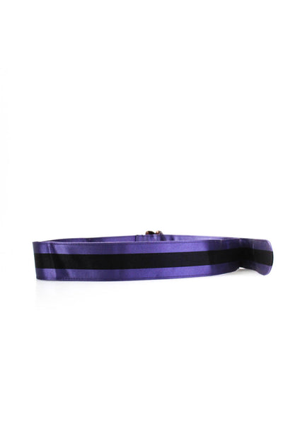 Gucci Mens Satin Striped Belt Purple Black Size 36