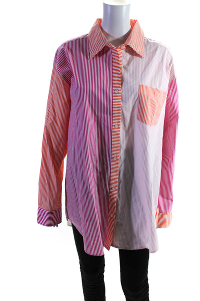 Solid & Striped Women's Collared Long Sleeves Button Down Stripe Size L