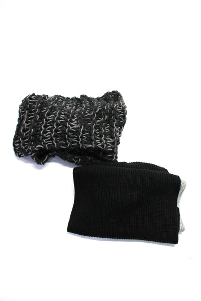 Kate Spade New York Anna Kula Womens Crochet Knit Scarves Black Gray Lot 2