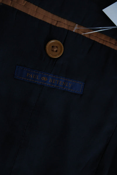 Paul Betenly Mens Navy Blue Two Button Long Sleeve Blazer Jacket Size 38R