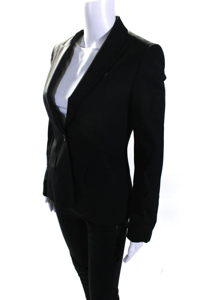 Theory Womens Peak Lapel One Button Blazer Jacket Black Wool Size 4