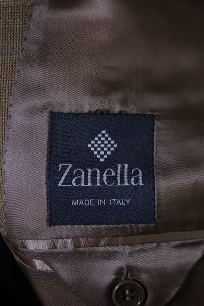 Zanella Men's Long Sleeves Collared Line Mustard Plaid Jacket Size 56