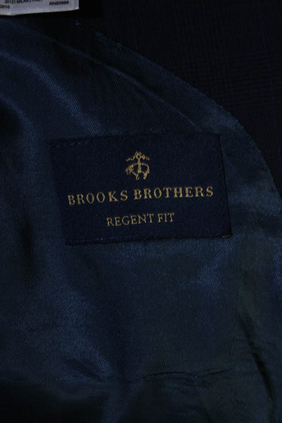 Brooks Brothers Men's Lined Long Sleeves Collared Blue Plaid Jacket Size 38