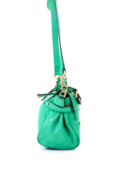 Mulberry Womens Adjustable Strap Braided Handle Flap Crossbody Handbag Green
