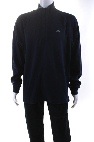 Lacoste Mens Quarter Zip Turtleneck Pullover Sweater Navy Blue Size 6