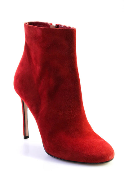 Samuele Failli Womens Zipped Round Toe Stiletto Heels Ankle Boots Red Size EUR36