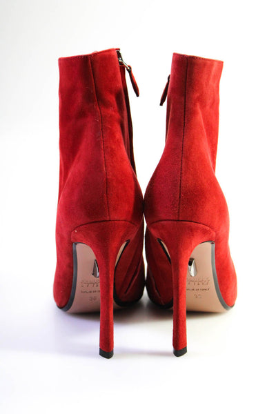 Samuele Failli Womens Zipped Round Toe Stiletto Heels Ankle Boots Red Size EUR36