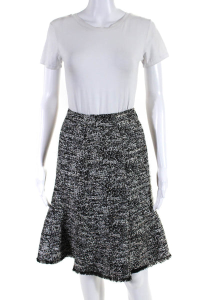 Karl Lagerfeld Women's Zip Closure Flare Lined Midi Skirt Black Size S