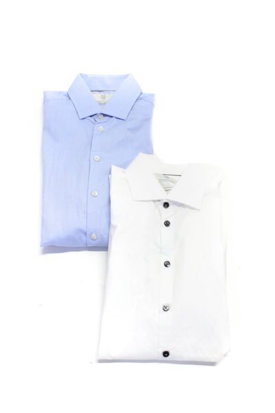 Christian Lacroix Mens Contemporary Fit Buttoned Shirts Blue White Size M Lot 2