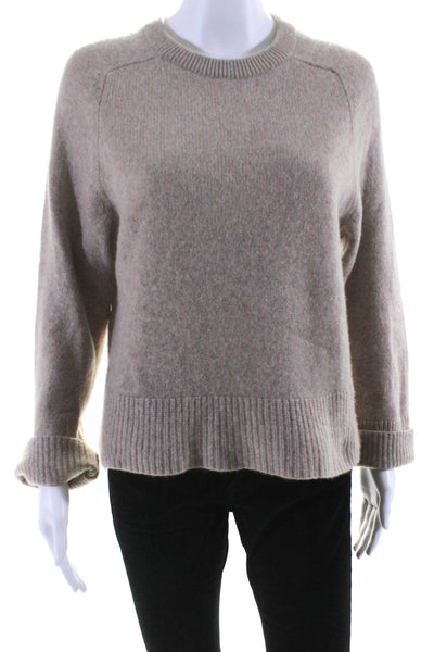 360 Cashmere Womens 100% Cashmere Crew Neck Long Sleeved Sweater Beige Size L