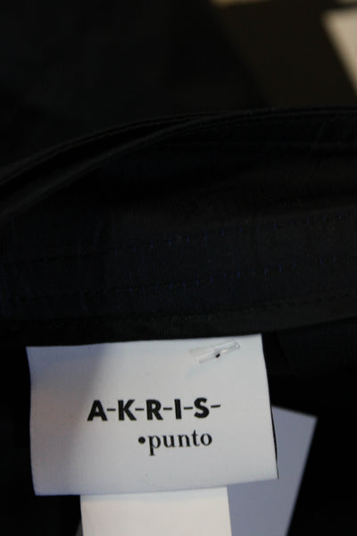 Akris Punto Womens Navy/Black Belt Pleated Midi A-Line Skirt Size 10