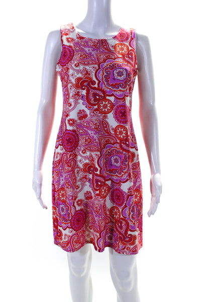 Jude Connally Women's Round Neck Sleeveless Paisley A-Line Midi Dress Size S