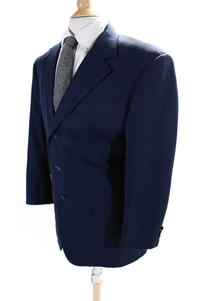 Mizanni Men's Long Sleeves Lined Collared Three Button Jacket Navy Blue Size 40