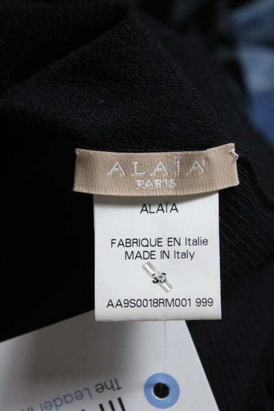 Alaia Womens Long Sleeve V Neck Pullover Sweater Black Wool Size FR 36