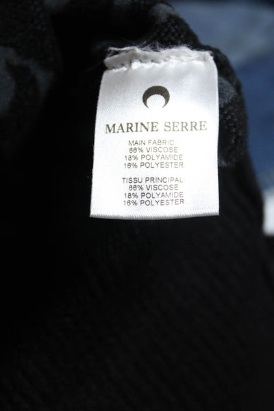 Marine Serre Womens Geometric Intarsia Turtleneck Sweater Black Gray Size XS